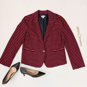 LOFT Nautical Preppy Red & Blue Striped Blazer